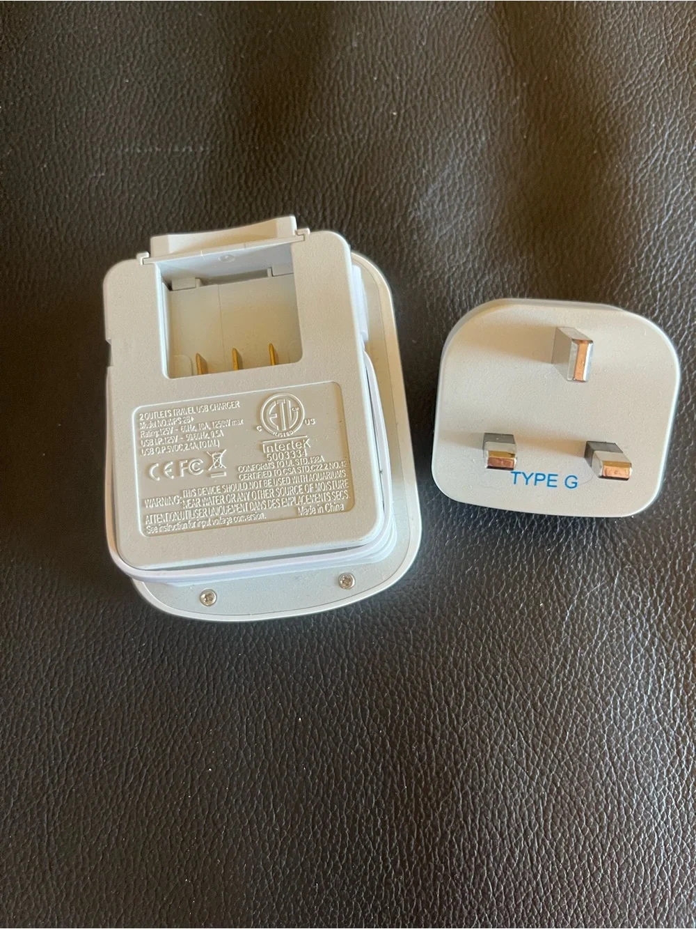 Ceptics White Travel Power Adapter with Type G Plug